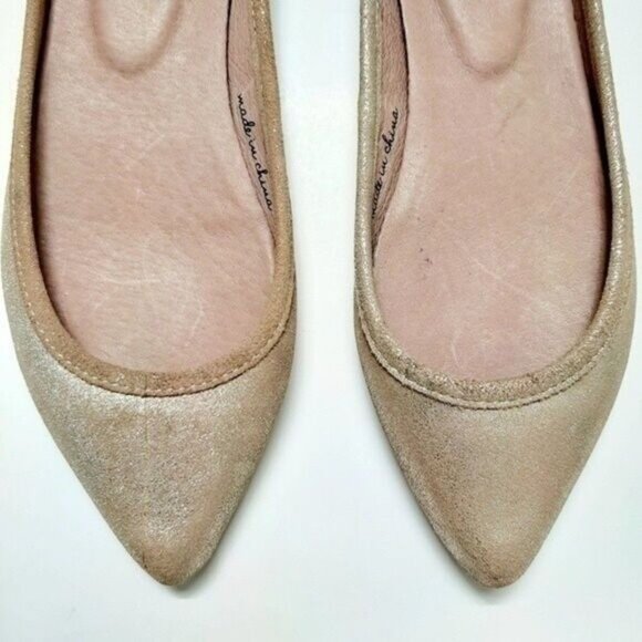 JOIE Temple Gold Metallic Pointed Toe Ankle Strap Flats Sz US 6 EUR 36 - Picture 5 of 13